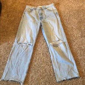Zara Faded Blue Denim Jeans, distressed